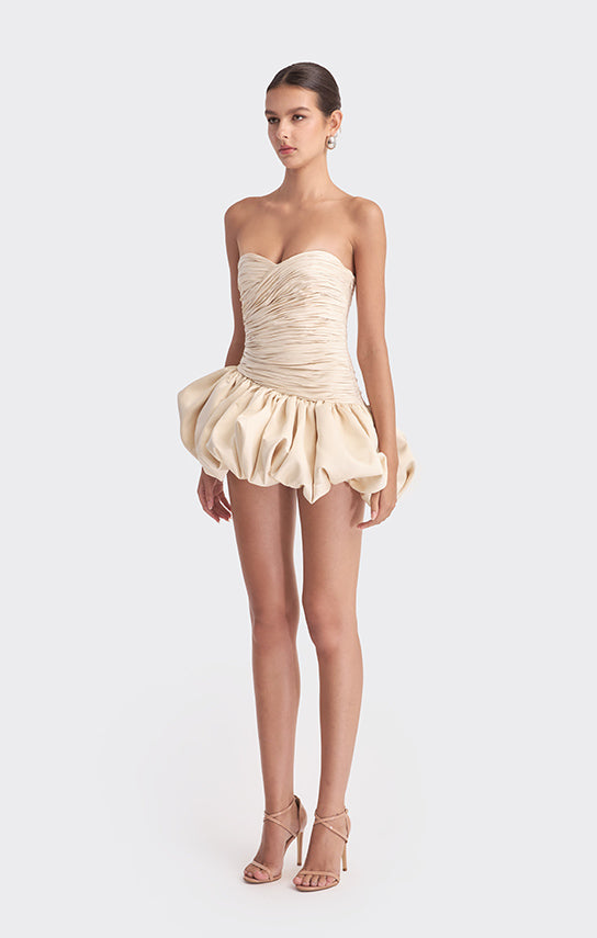 Draped Mini Dress in Satin L / Black