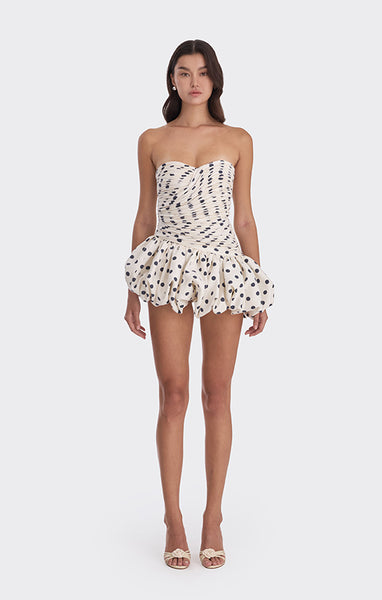 Balloon Draped Mini Dress, Polka Dots XL / Polka Dots Navy