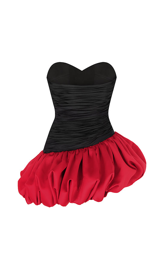 Balloon Draped Mini Dress (Two Tone) XS / Black / Red Balloon Draped Mini Dress (Two Tone) XS / Black / Red