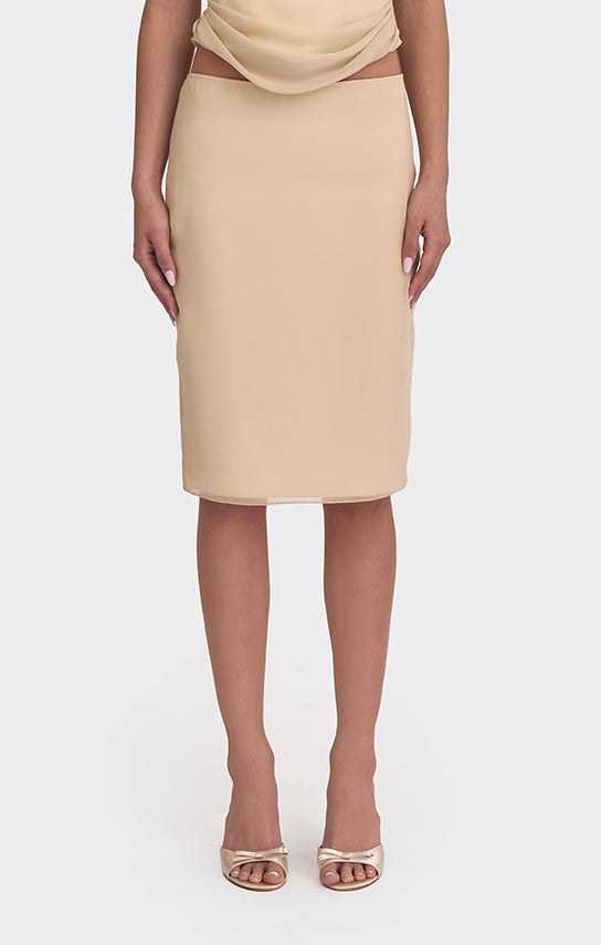 Belle Knee-Length Skirt (Lining) S / Beige Belle Knee-Length Skirt (Lining) S / Beige