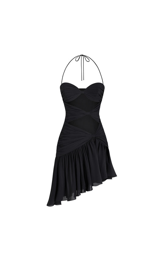 betta vanore mini dress forest green Betta Draped Mini Dress S / Fullmoon Black
