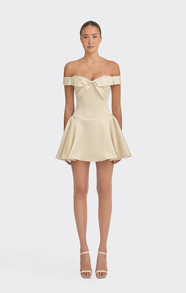 Bow Corset Mini Dress, Beige — Stolen Stores