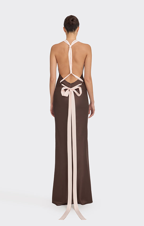 halter dress with bow Halter Bow-Front A-Line Mini Dress