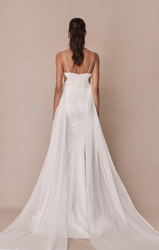 Butterfly Wings Maxi Dress (100% Italian Silk) XL / White Butterfly Wings Maxi Dress (100% Italian Silk) XL / White