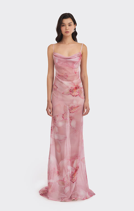 Cowl Neck Dress (Orchid Print) M / Orchid Print Cowl Neck Dress (Orchid Print) M / Orchid Print