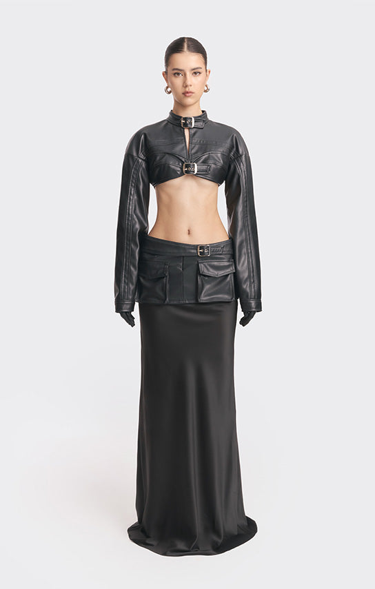 Faux Leather Racing Belt Crop Jacket – Stolen Stores