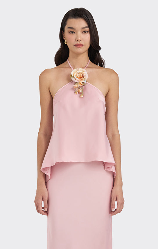 Halter Floral Mini Top XS / Dusty Pink Halter Floral Mini Top XS / Dusty Pink