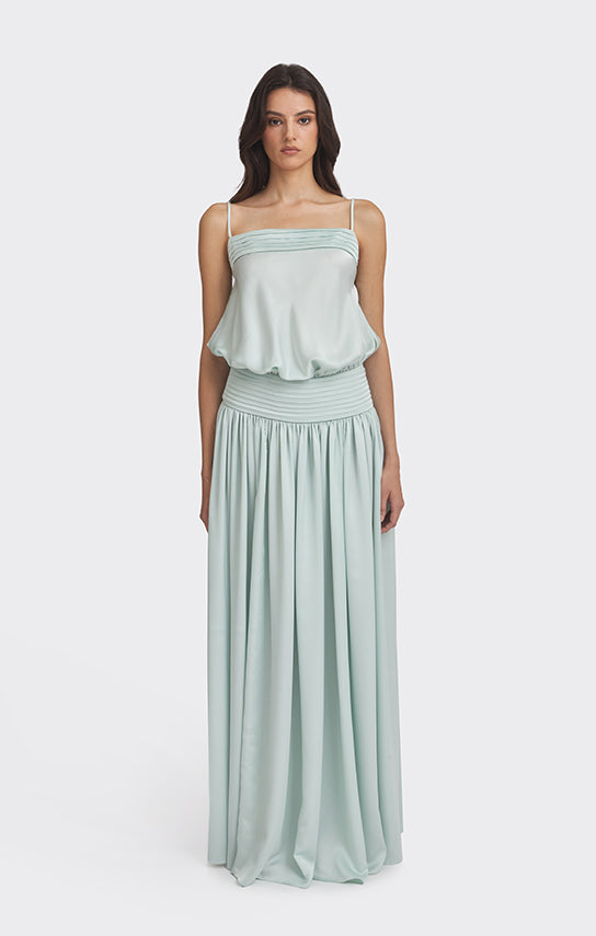 ruched satin maxi dress Kaia Ruched Satin Maxi Dress XL / Blue