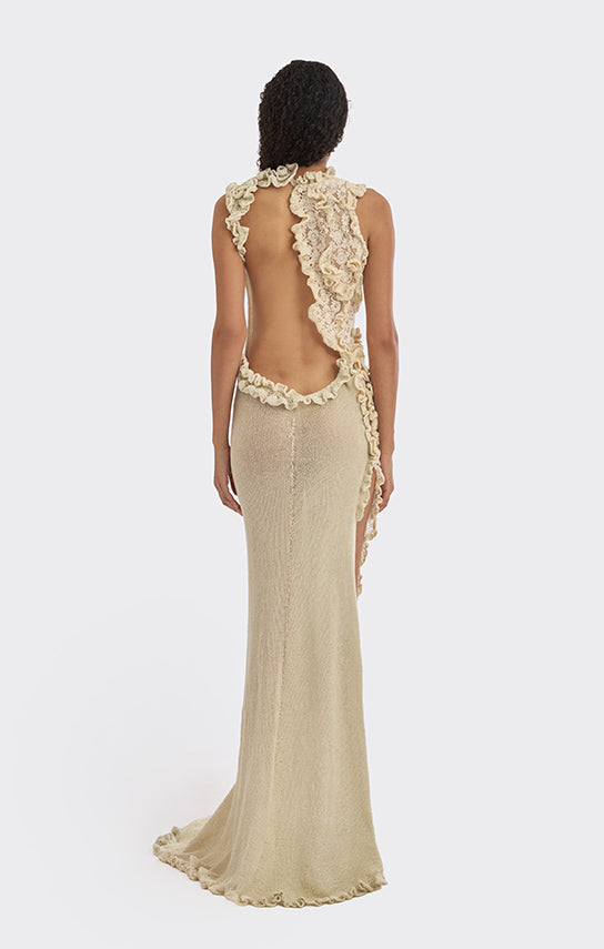 backless knit maxi dress Women's Backless Knit Maxi Dress