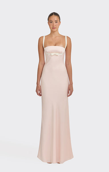 Mini Bow Bias-Cut Maxi Dress XL / Light Pink