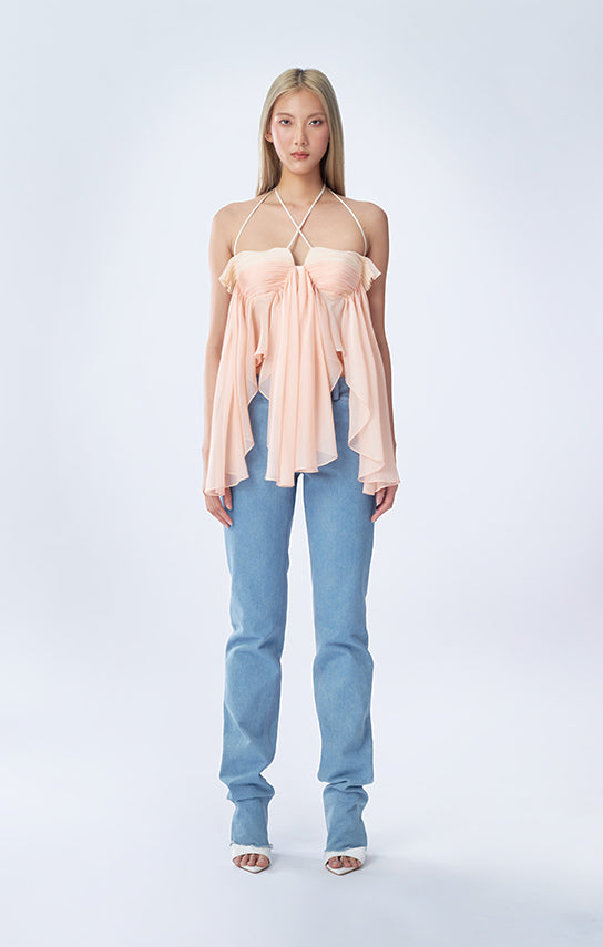 Heart-Bust Chiffon Mini Top, Two-Tone Halter – Stolen Stores