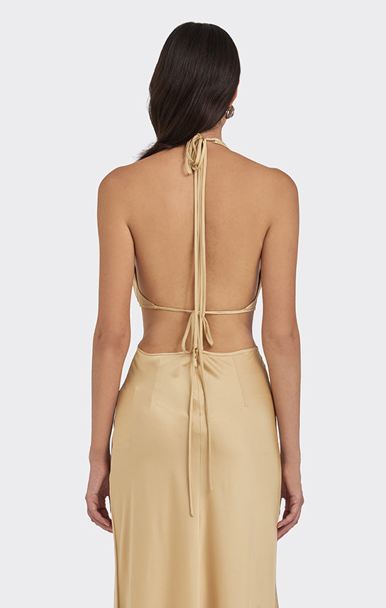 ms pleat cut out dress MS. PLEAT TWO-TONE CUT-OUT DRESS IN LONGAN | CULT MIA