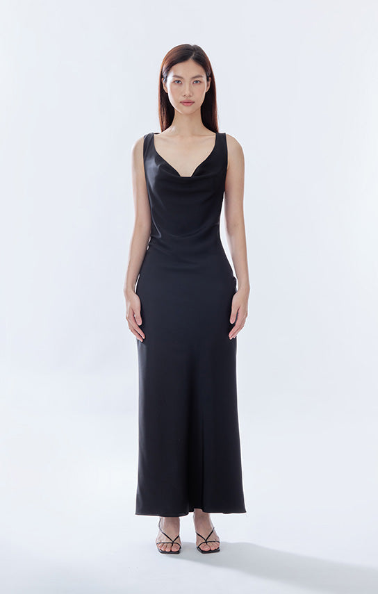 black silk open back dress Open Back Maxi Slip Dress