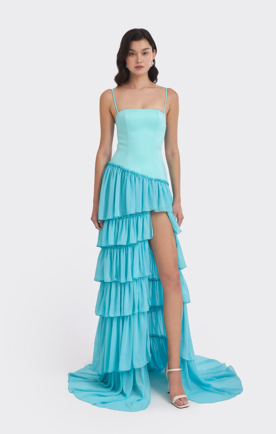 Ruffle Layered Maxi Dress, Ruched Tulle – Stolen Stores
