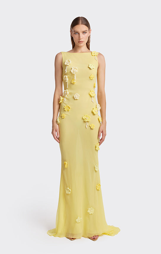 boat neckline maxi dress "Floral Reverie" Boatneck Maxi Dress