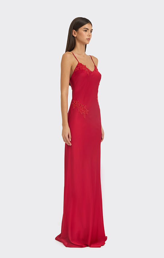red dress with lace Jovani 43856 Size 6 Red/Nude Long Fitted Prom Scoop Neck Co Glass Slipper Formals Sleeveless Back Glamorous Red Wide Strap Lace