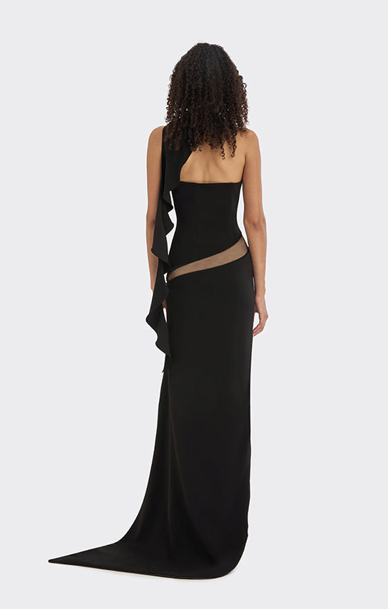 backless zipper dress Navy Blue Hollow Out Backless Zipper Back High Waist Sequin Midi Party Dress, Suitable For Christmas, Back To School, Birthday Wedding Black Spring
