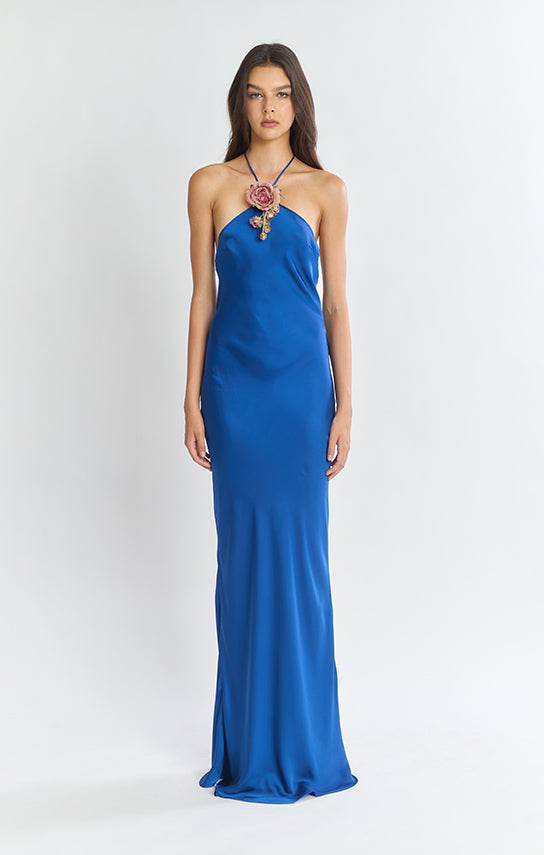 Halter Bias Maxi Slip Dress XL / Cobalt Halter Bias Maxi Slip Dress XL / Cobalt