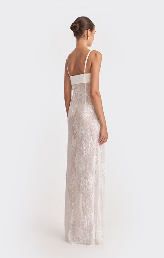 Swan Slip Maxi Dress (Lace) M / White Swan Slip Maxi Dress (Lace) M / White
