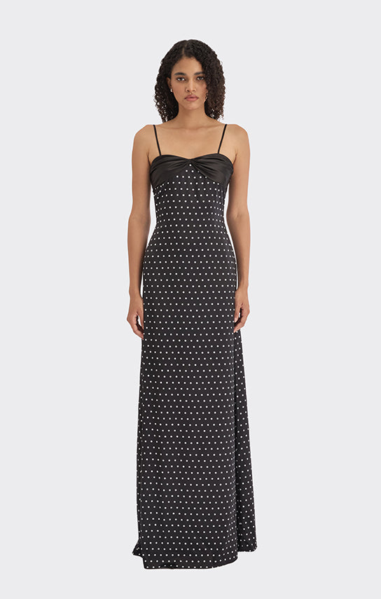 swan slip maxi dress Swan Print Chiffon Ruffled Wrap Slip Maxi Dress