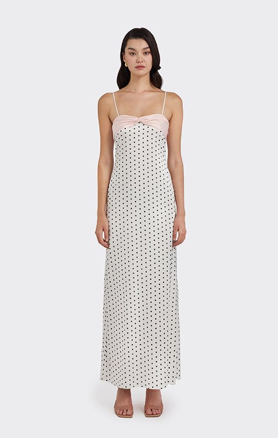 knee length dresses for ladies Swan Slip Maxi Dress (Polka Dots) S / White (Polka Dots)