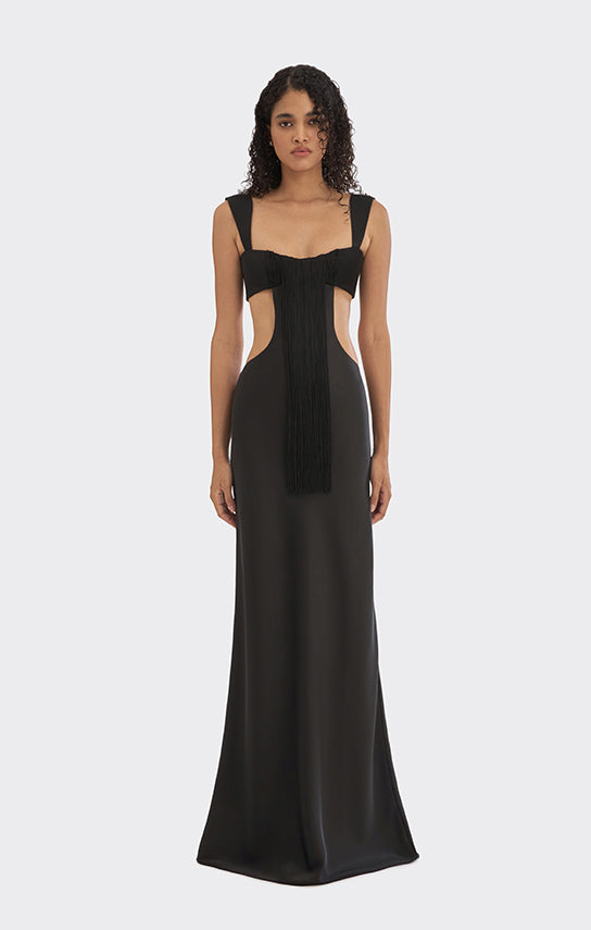 Ms. Thread Cut - Out Maxi Slip Dress XXS / Black