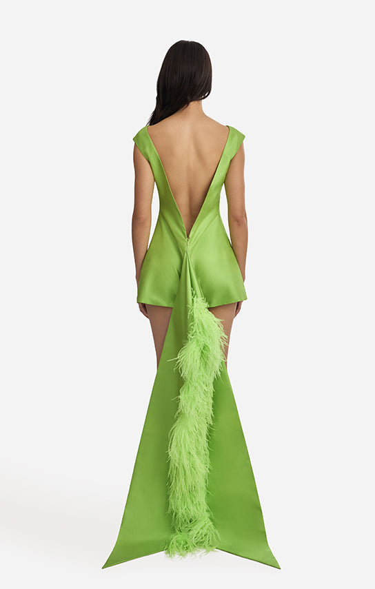 thai silk evening dress Emerald Thai silk ball gown with sabrina neckline. #emeralddress #thaisilkdress #olivertolentino #beverlyhillsboutiques #couture