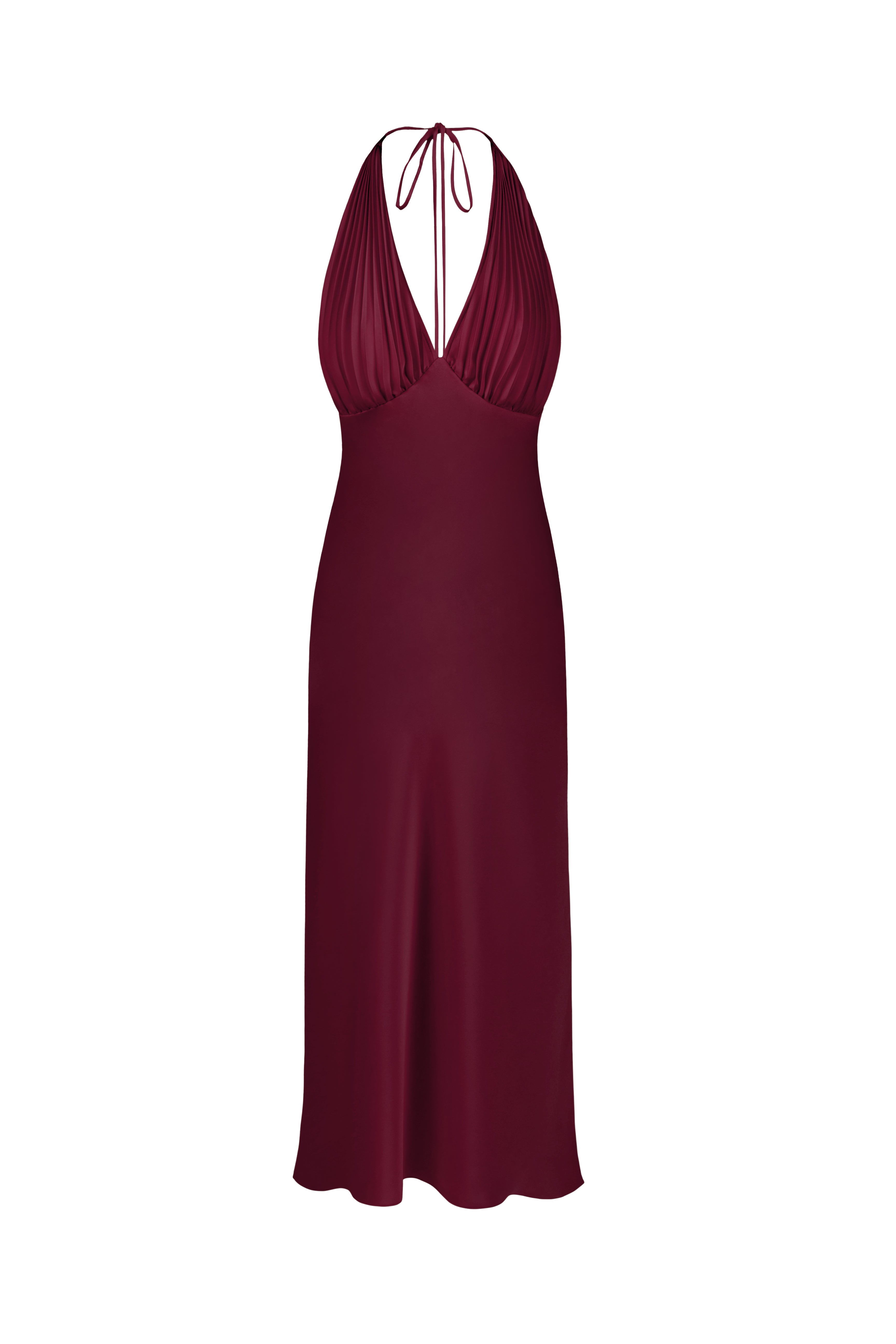 m&s pleated dress Ms. Pleat Maxi Dress, Bias-Cut Satin Stolen Stores