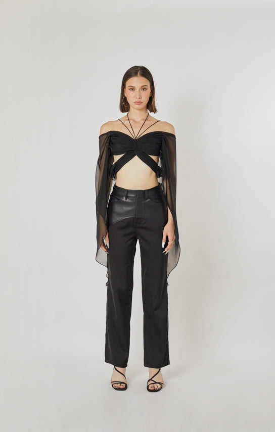 black blouse with butterflies