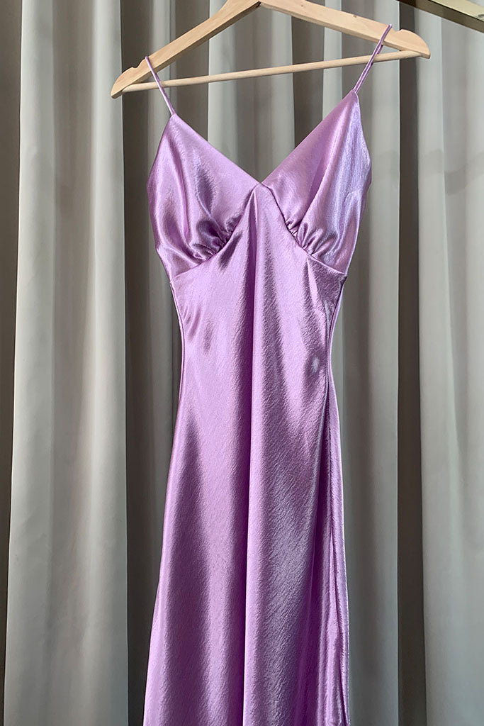 Purple Slip Dress with Heels