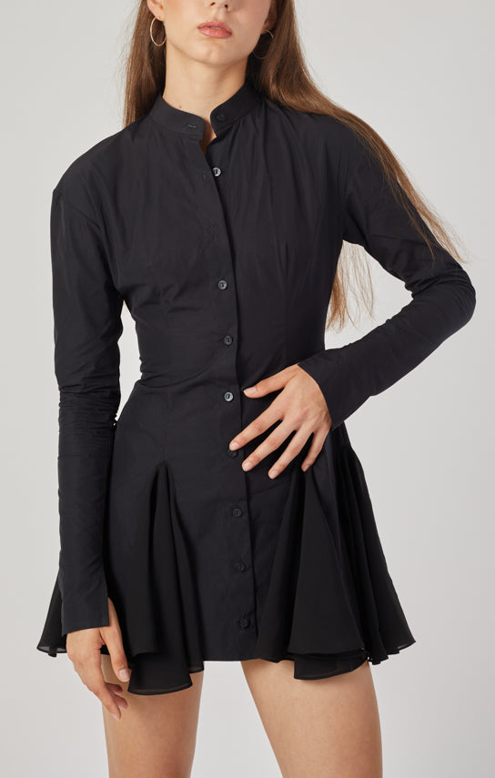 Mr. Mandarin Godet Shirt Dress - Stolen Stores XXS / White Mr. Mandarin Godet Shirt Dress - Stolen Stores XXS / White