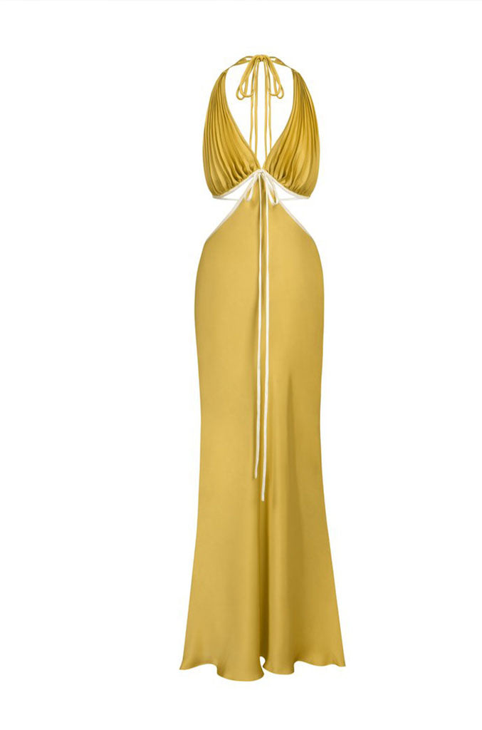 cut out gold dress Cowl Neck Tassel Trim Cut Out Detail Mini Dress In Gold Sequin | EGO US