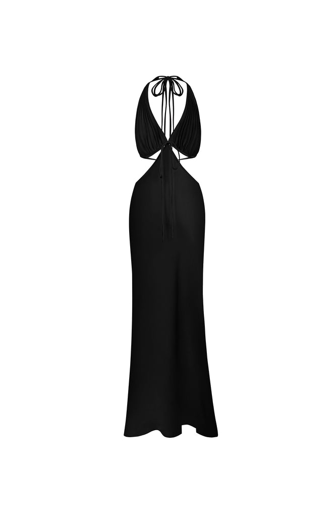 ms pleat cut out dress Andra Blue Pleated Maxi Dress with Cutout Detail
