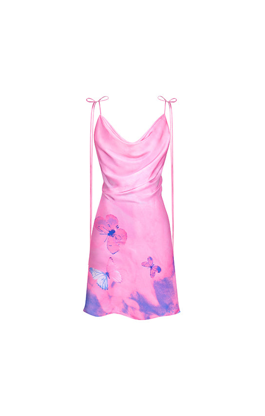 strapless open back dress Signature Bow Mini Dress (Pink Meadow) - Stolen Studios