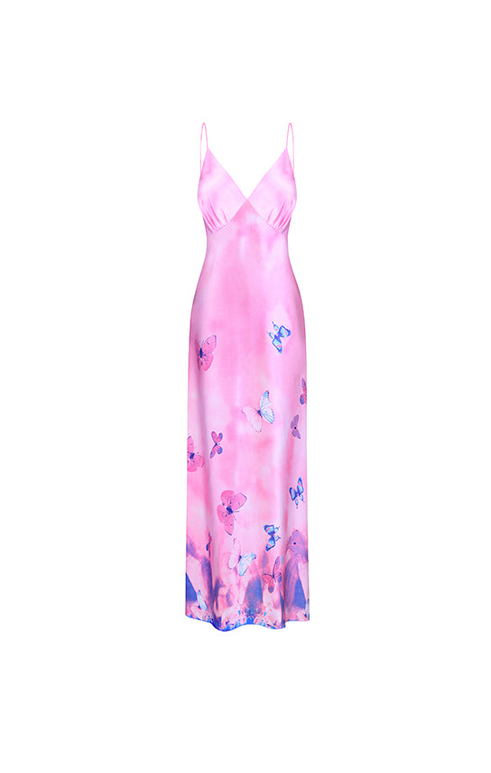 open lace back dress Signature Slip Dress (Pink Meadow)